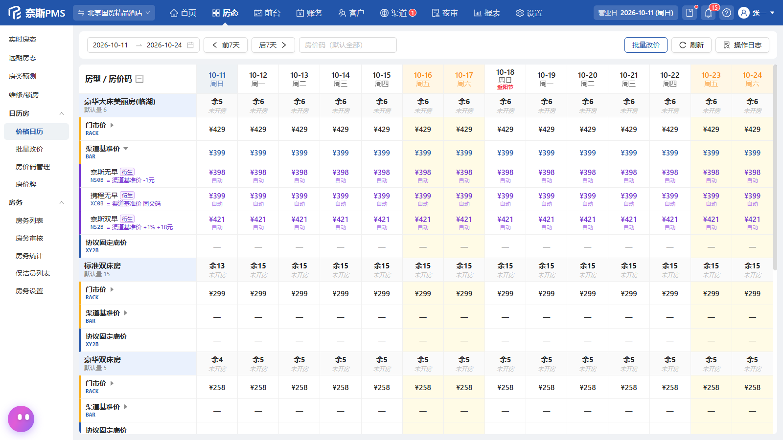 价格日历